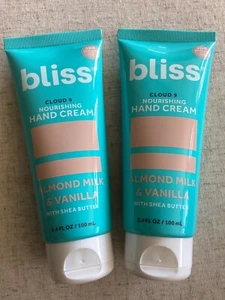 Bliss HAND CREAM Almond Milk & Vanilla (2) 3.4 oz x2 LOTION Shea Butter SEALED! - Picture 1 of 2