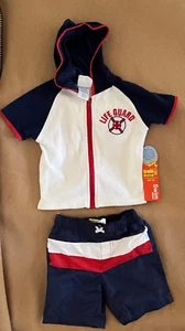 Boys Swimsuit Trucks and Hooded Terry Top Size 2T - Picture 1 of 4