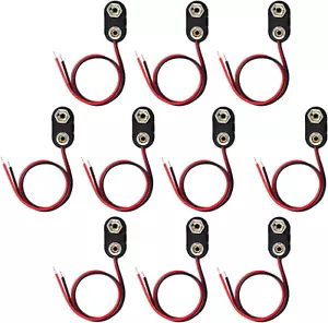 UL Kabel 10er Pack 9V Batterie Stecker Clip mit Leitungen Kabelbaum - Bild 1 von 10