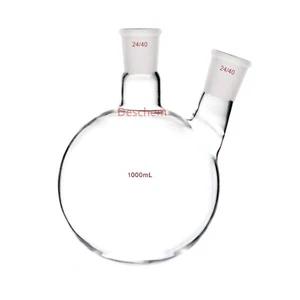 1000ml 24/40 Glass Flask 2-Neck Round Bottom 1L Lab Two Necks Chemistry Bottle - Picture 1 of 1