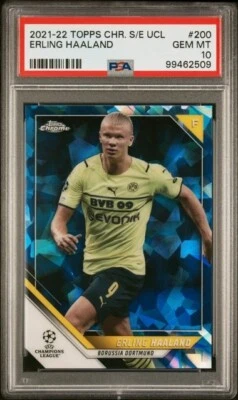 ERLING HAALAND * PSA 10 * 2021-2022 TOPPS CHROME SAPPHIRE BVB MAN CITY CARD #200 - Image 1 of 4