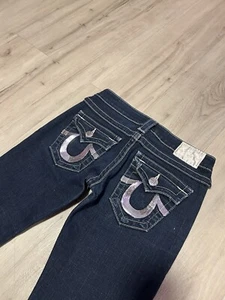 y2k silver sequin mcbling skinny true religion jeans size 25 - Picture 1 of 8
