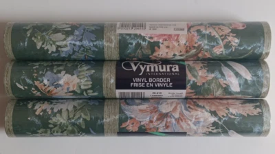 Винтажный Vymura зеленый цветочный винил Lamport обои границы 1993 - Изображение 1 из 3