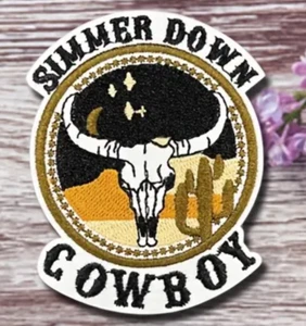 Simmer Down Cowboy  Iron on Patch Embroidered Patch  -     LX78 - Picture 1 of 3