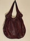 Vtg Fossil Rust Brown Heavy Tooled Soft Leather Shoulder Bag Stitched Seams Key