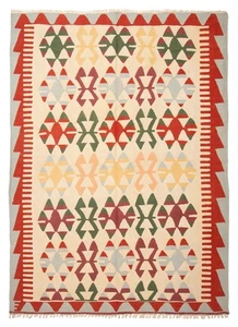 Vintage Hand Woven Carpet 6'4" x 8'9" Traditional Wool Kilim Rug - Picture 1 of 9