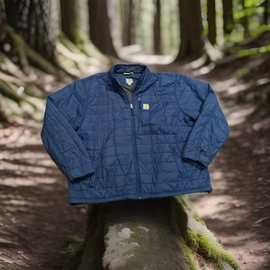 Carhartt Men's Blue Puffer Jacket Size 2XL Full Zip Long Sleeve - Picture 1 of 3