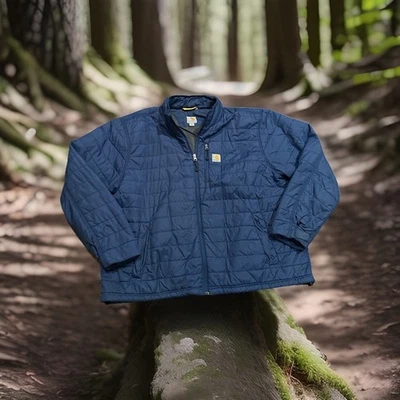 Carhartt Men's Blue Puffer Jacket Size 2XL Full Zip Long Sleeve - Image 1 of 3