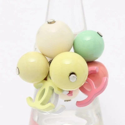 Anillo Marca Coco Chanel Joyería Acero Inoxidable Plástico Damas Plata Multicolor Foto 1 de 4