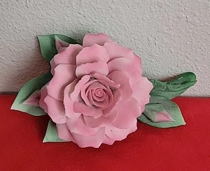 Vintage Italian Capodimonte Big Pink Rose w/2buds statue,Figurine. - Picture 1 of 7