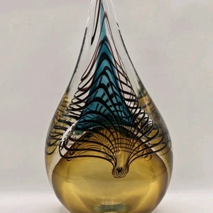 Mundgeblasene Glas Tropfen Urne schöne schwere Träne Bleikristall Polen 9" 3+ Pfund - Bild 1 von 10