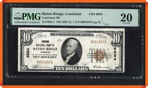 KC- Fr.1801-1 1929 $10 NB of Baton Rouge , LA #9834 - VF 20 PMG - Picture 1 of 3