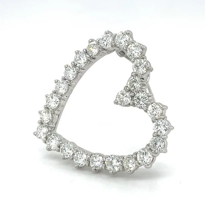 14k White Gold 4.5 ct Diamond Heart Pendant/Pin 8.1g H-I Color VS Clarity - Image 1 of 4