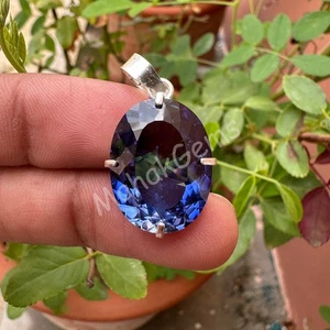 25 CT Natural Blue Sapphire Pendant | Certified Oval Gemstone | Solid 925 Silver - Picture 1 of 6