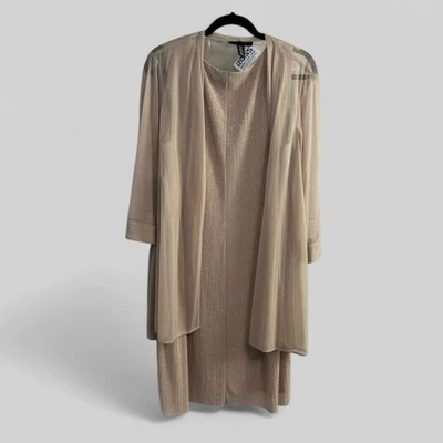 R&M Richards Nuevo 2 Piezas Champagne Brillo Formal Midi Vestido Conjunto Talla 18 Damas Foto 1 de 4