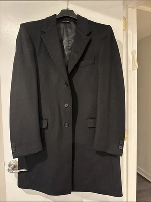 Paolo Visto Milano Wool & Cashmere Coat Size 54 Black Lined - Image 1 of 4
