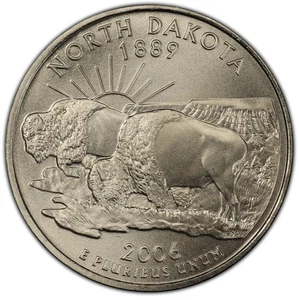 2006-P Satin Finish North Dakota Washington State Quarter 25C MS From Mint Set - Picture 1 of 2