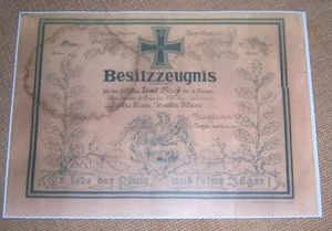 GERMAN - Iron Cross 2, Large Award Cert. Garde-Jager. (Copy) - Foto 1 di 2