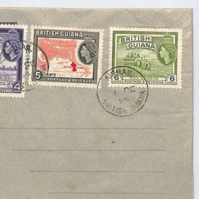 BRITISH GUIANA 1954 FDC QEII 4c 5c 6c Air Letter CTO First Day Cover  XJ24 - Image 1 of 4