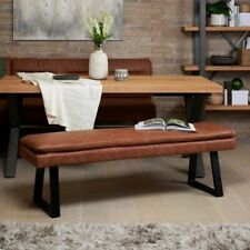 Woods Furniture Industrial Tan Faux Leather Dining Bench Seat