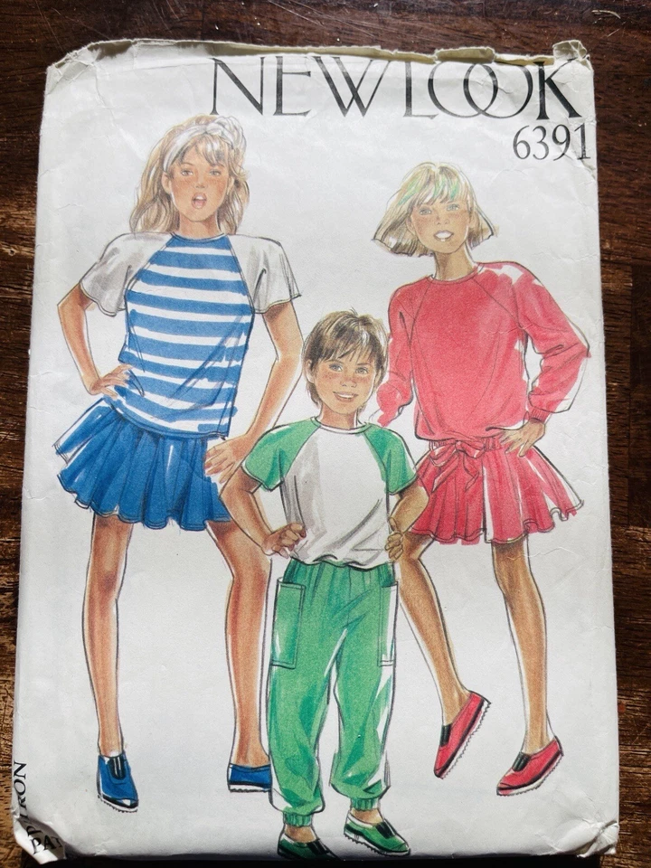 Vintage New Look Pattern #6391 Kids Sets Pant Skirt Shirt 90's CUT Size 4-9yrs - Image 1 of 2