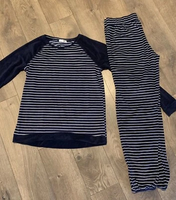 Conjunto de Pijama Sonoma Azul Marino/Blanco Rayas Terciopelo Talla Pequeña  Foto 1 de 4