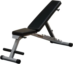 Powerline Flat/Incline/Decline Folding Bench, Grey - Picture 1 of 12