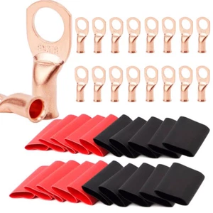 Kit de terminales de anillo termorretráctil negro y rojo 40 piezas de terminales de cobre calibre 1/0 AWG - Imagen 1 de 12
