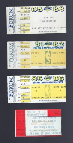 MAGIC JOHNSON & KAREEM ABDUL-JABBAR 1980s NBA LAKERS VINTAGE TICKET STUB LOT Cover