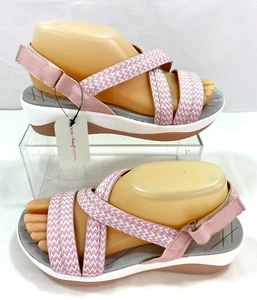 NUEVAS Sandalias Jeossy Milan Para Mujer 7 Zapatos Sin Cordones Deslizables Rosa Planas 38 Tiras - Imagen 1 de 9