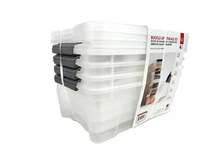 Juego de caja de almacenamiento con hebilla IRIS - transparente, 12,9 cuartos de galón, paquete de 4 contenedores utilitarios - Imagen 1 de 8