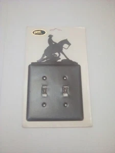 Pferd Cowboy Doppel Lichtschalter Abdeckplatte Western Rustikal Hütte Dekor Neu - Bild 1 von 8