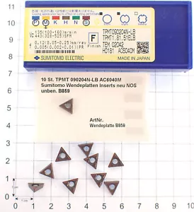 10 St. TPMT 090204N-LB AC6040M Sumitomo Wendeplatten Inserts neu NOS unben. B859 - Bild 1 von 2