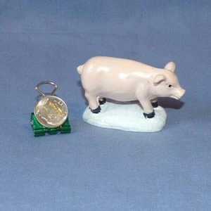 Miniature Dollhouse Pig Farm Barn Animal Figurine Resin 1.25" Standing in Snow - Picture 1 of 3