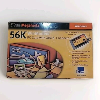 3COM Megahertz 56K WinModem PC Card with XJACK Connector  (NEW IN BOX) - Image 1 of 4