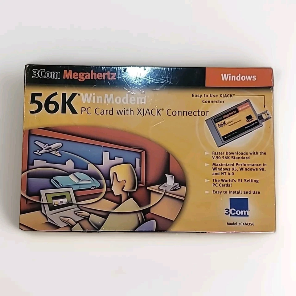 3COM Megahertz 56K WinModem PC Card with XJACK Connector  (NEW IN BOX) - Image 1 of 4