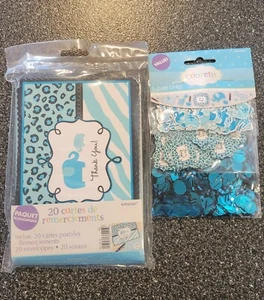 Baby Shower Blue Sweet Safari Thank You Cards And Its A Boy Confetti - Picture 1 of 2