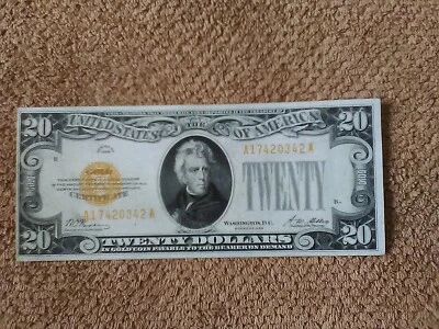 1928 GOLD $20 TWENTY DOLLAR BANKNOTE, CRISP, VERY NICE, XF++/AU, GOLD SEAL - Image 1 of 4