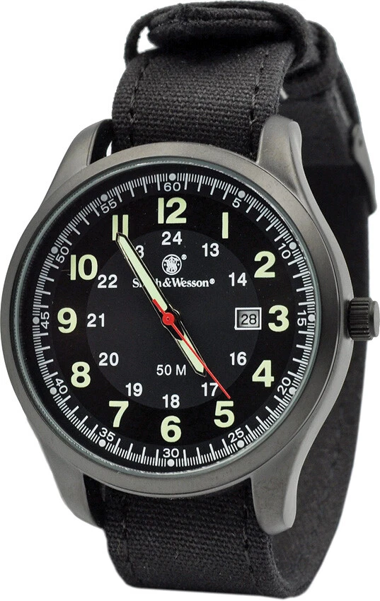Reloj de pulsera Smith & Wesson Cadet negro correa GFN resistente al agua W369GR Foto 1 de 1