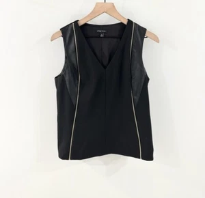 Etcetera Zipper Detail Leather Panel Tank Black Size 8 - Picture 1 of 5