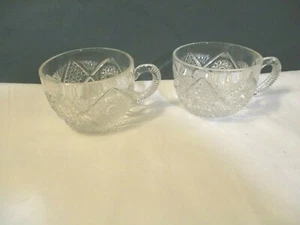 Pressed Glass Matching Clear Glass Punch Cups Set of 2 - Picture 1 of 3