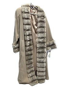 SUPERBE manteau pleine longueur 100 % laine fausse fourrure Alorna taille 8 - Photo 1/11