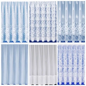 White Net Curtain Net Curtains Straight Base With Slot Top Sold By The Metre - Picture 1 of 24