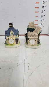 Lot Of Two Vintage Miniature Country Cottage Quartz Desk Clock House 4"- Read De - Picture 1 of 17