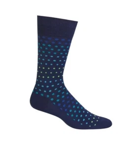 Hot Sox Varigated Dot Navy Blue Dress Crew Socks - Picture 1 of 1