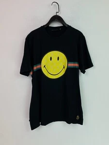 Luke Black Smiley Print T Shirt Round Neck Short Sleeve Casual UK XL - Picture 1 of 11