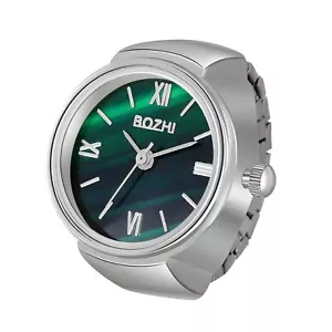 Finger Watches Gold/Silver Plated Elastic Watch Rings Green Dial Quartz - Picture 1 of 7