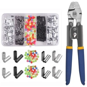 Fishing Crimping Pliers Crimp Sleeves Set,Wire Rope Crimping Tool Kit Heavy D... - Picture 1 of 8