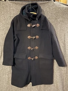 Brooks Brothers Black Wool Long Pea Coat Jacket Mens XL Green Inside J2 - Picture 1 of 14