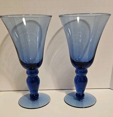 复古 2 件套蓝色葡萄酒水杯饮用玻璃杯  — 第 1/4 张图片